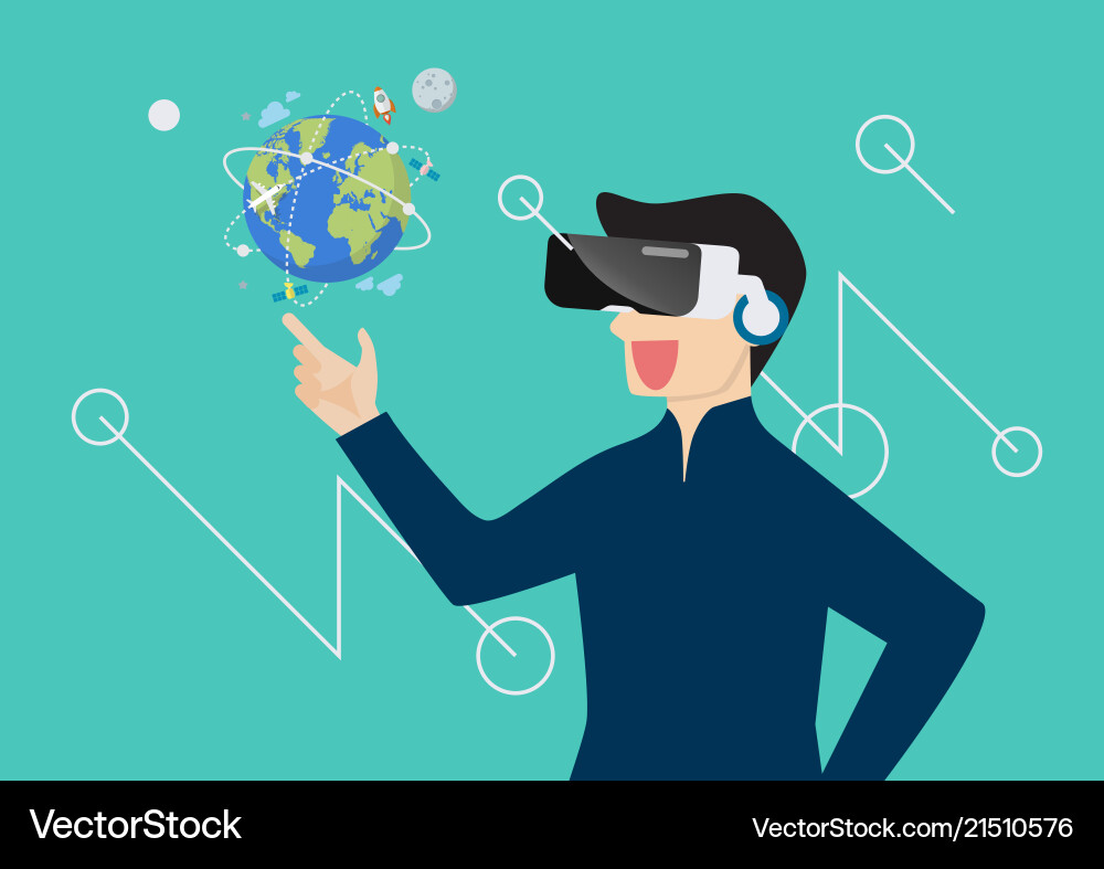 Man in virtual reality Man in virtual reality vector image