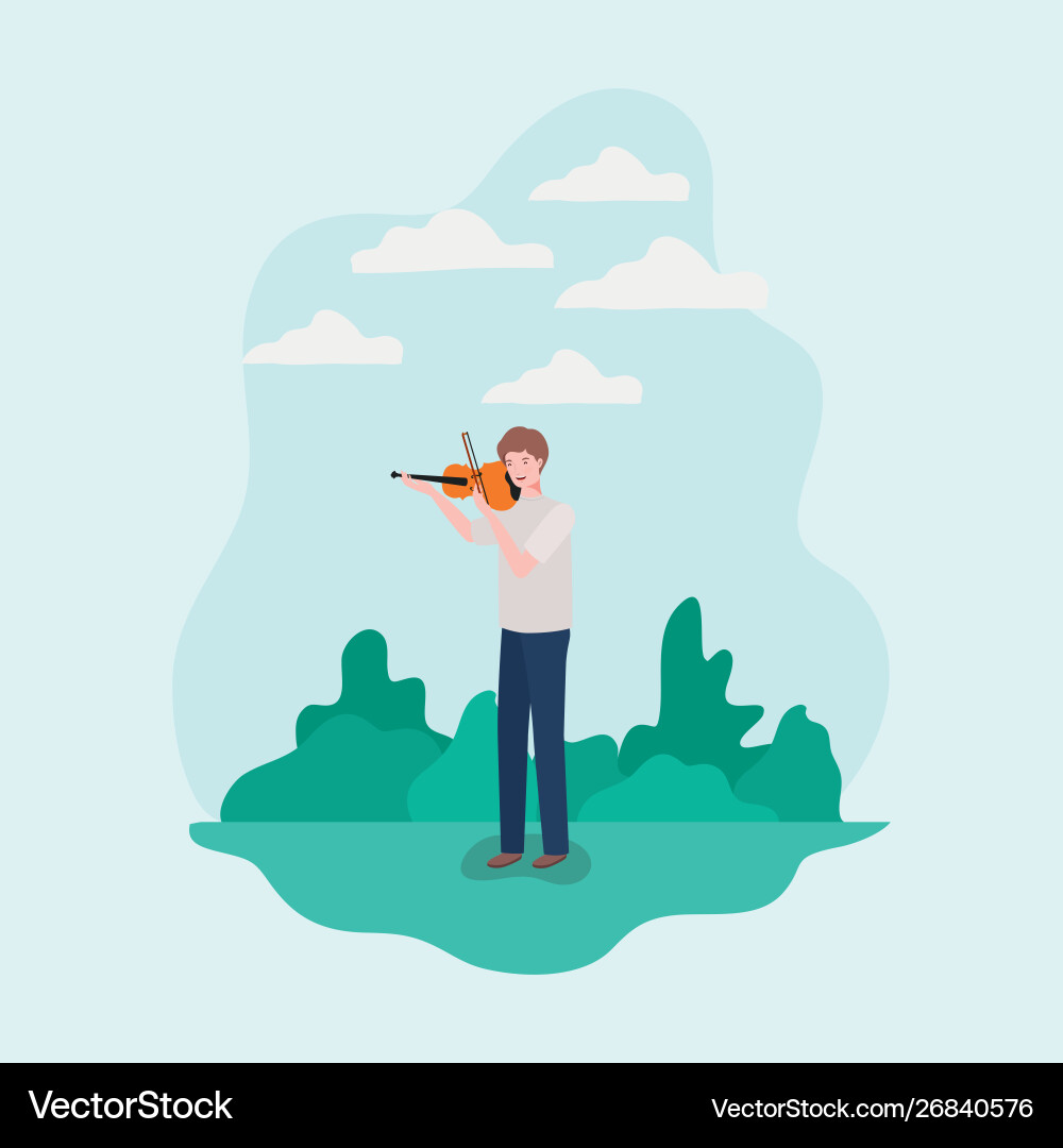 Man playing fiddle instrument character Vector Image