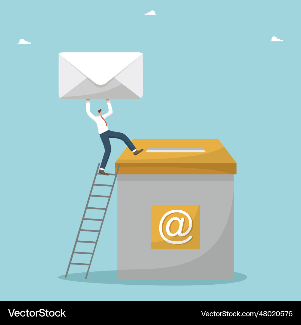 Man throws envelope into a mailbox vector image