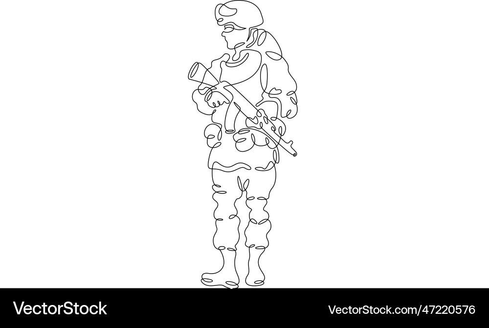 One continuous linewarrior on the attack modern One continuous linewarrior on the attack modern vector image