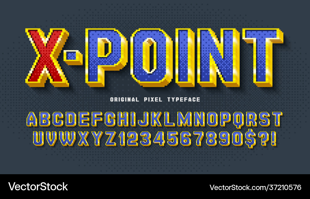 Pixel alphabet design stylized like in 8 Pixel alphabet design stylized like in 8 vector image