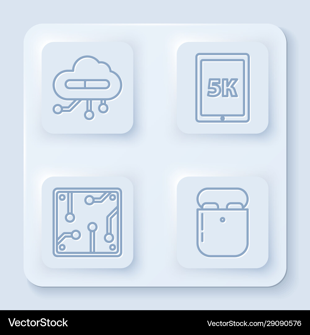 Set line internet things tablet with text 5k Set line internet things tablet with text 5k vector image