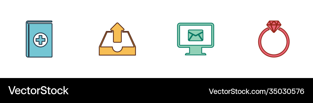 Set medical book upload inbox monitor Set medical book upload inbox monitor vector image