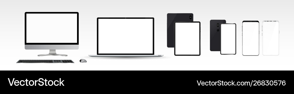 Set mock-up realistic devices vector image