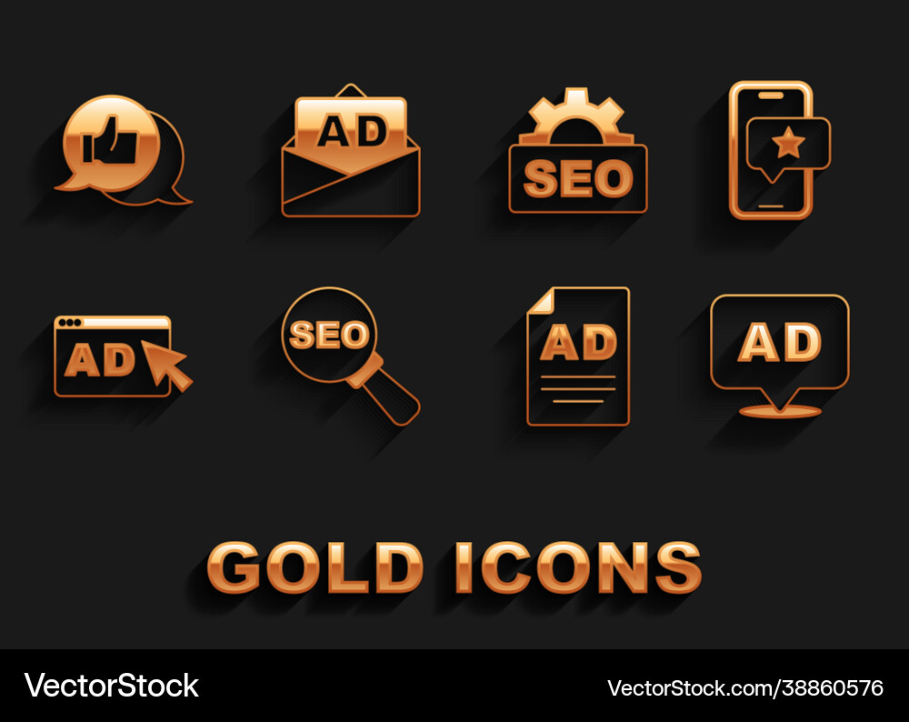 Set seo optimization mobile with review rating Vector Image