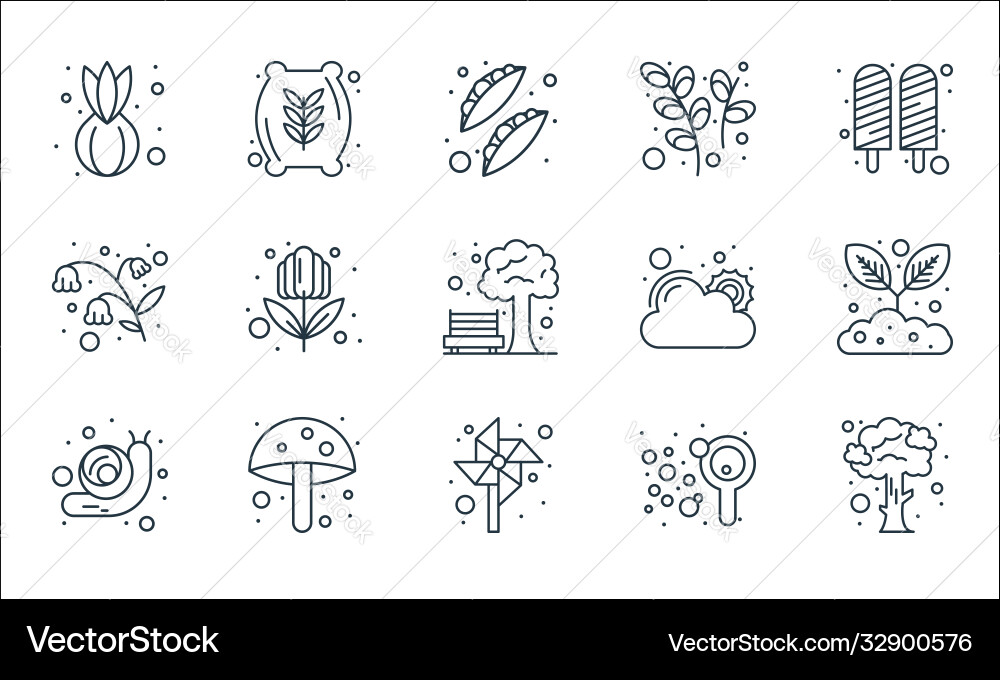 Spring line icons linear set quality Spring line icons linear set quality vector image