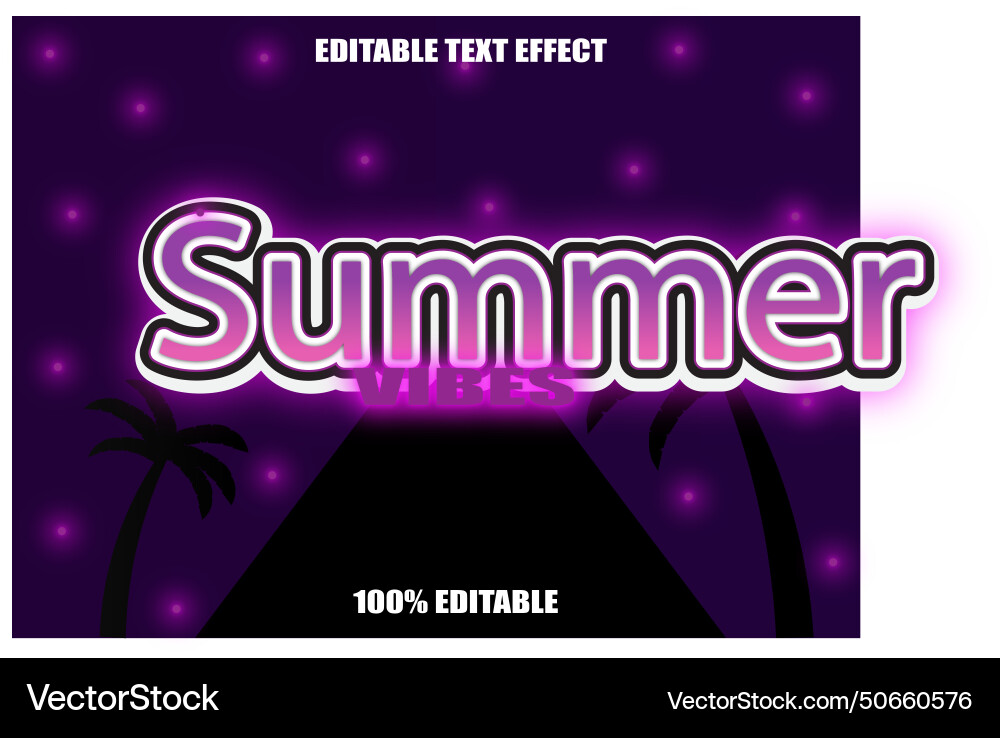 Summer vibes editable text effect 3d emboss Summer vibes editable text effect 3d emboss Vector Image