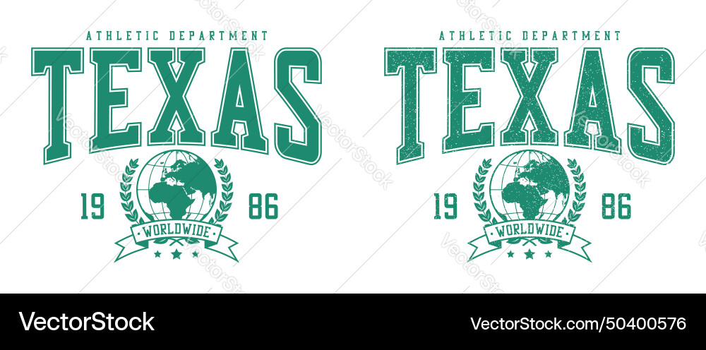 Texas t-shirt design with world globe Texas t-shirt design with world globe vector image