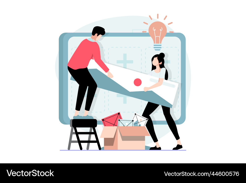 Ui and ux design concept with people scene in flat Ui and ux design concept with people scene in flat Vector Image