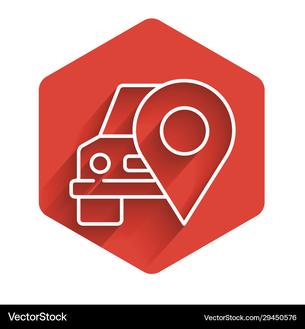 White line map pointer with taxi icon isolated vector image