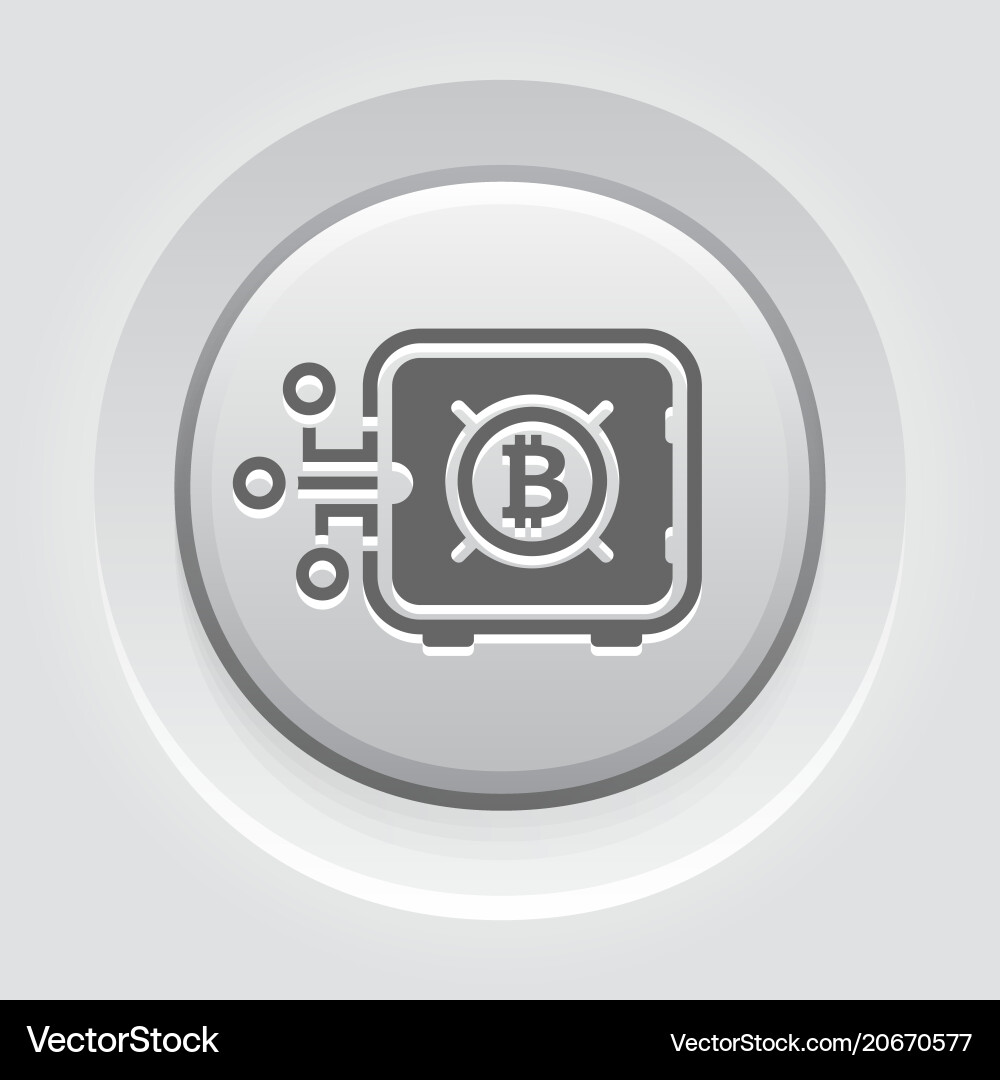 Bitcoin safe box button icon vector image