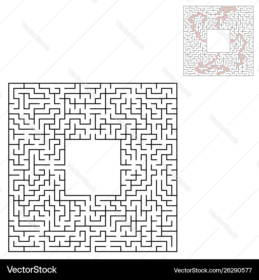 Black square maze with entrance and exit Vector Image