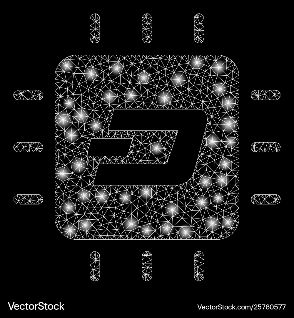 Bright mesh network dash processor chip with light Bright mesh network dash processor chip with light vector image
