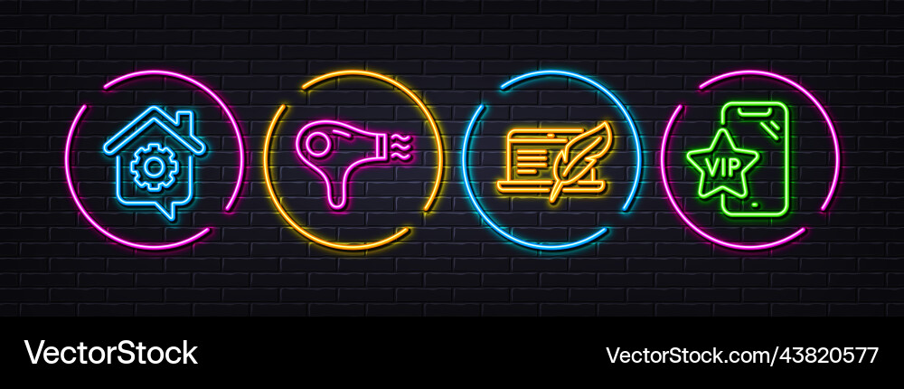 Copyright laptop hair dryer and work home minimal Copyright laptop hair dryer and work home minimal vector image