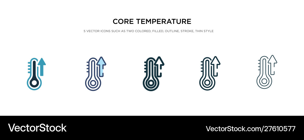 Core temperature icon in different style two vector image