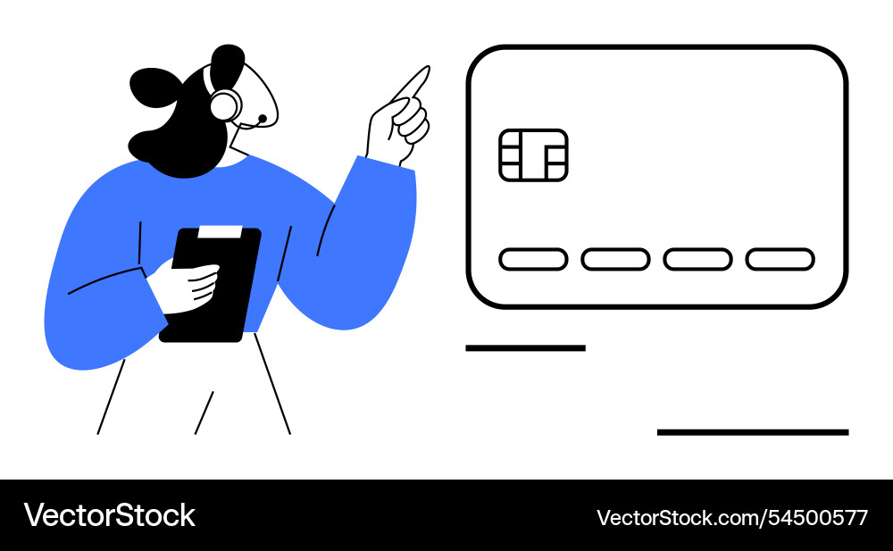 Customer service agent with clipboard explaining Vector Image