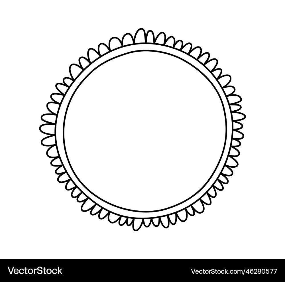 Doodle circle scalloped frame hand drawn Doodle circle scalloped frame hand drawn Vector Image