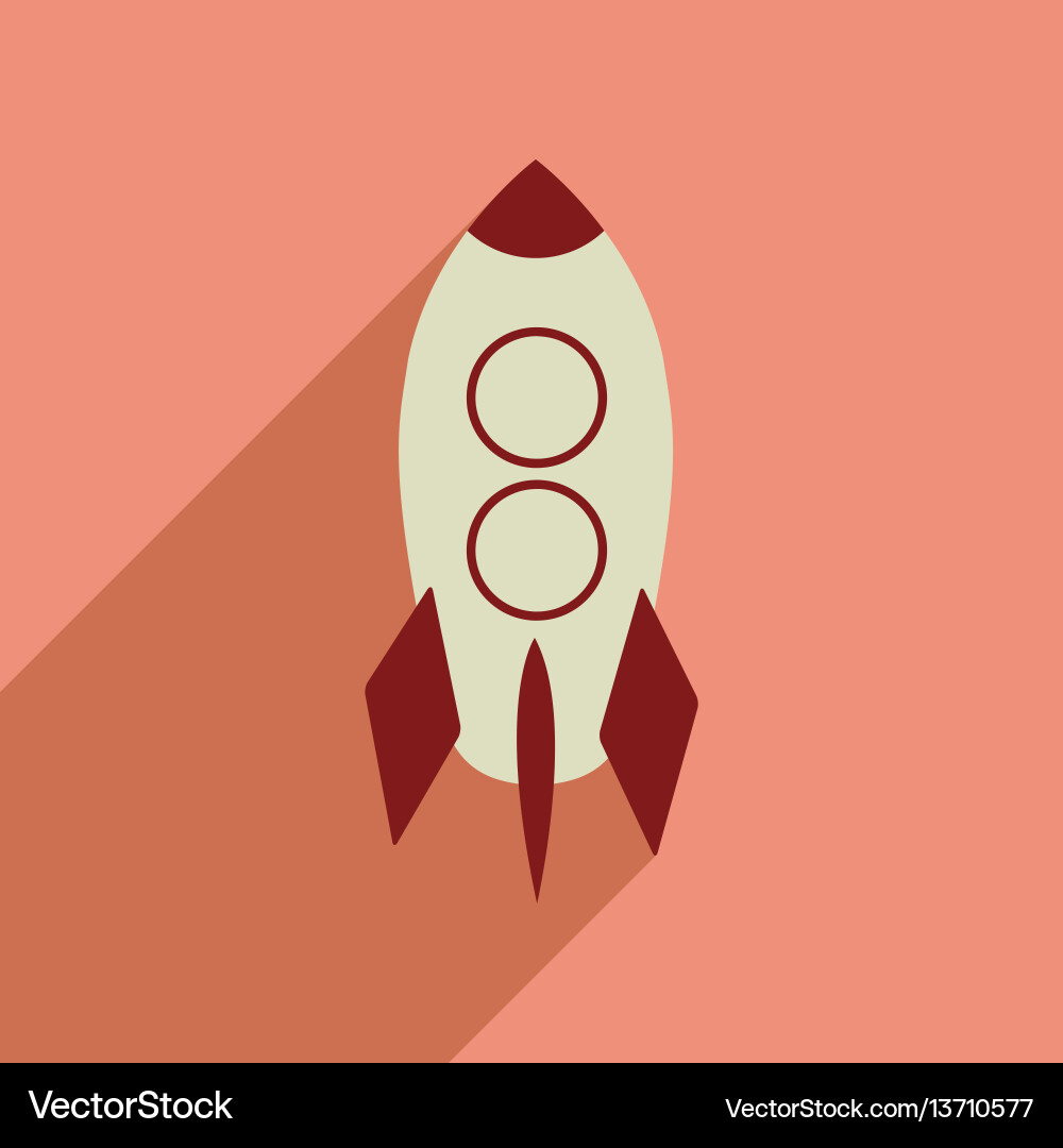 Flat web icon with long shadow rocket vector image