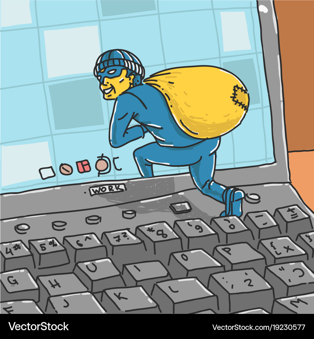 Hacker steals information from computer Vector Image