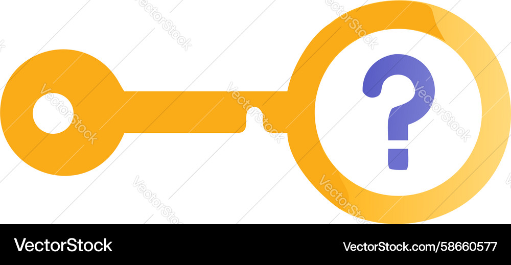 Key with a question mark for unlocking answers Vector Image