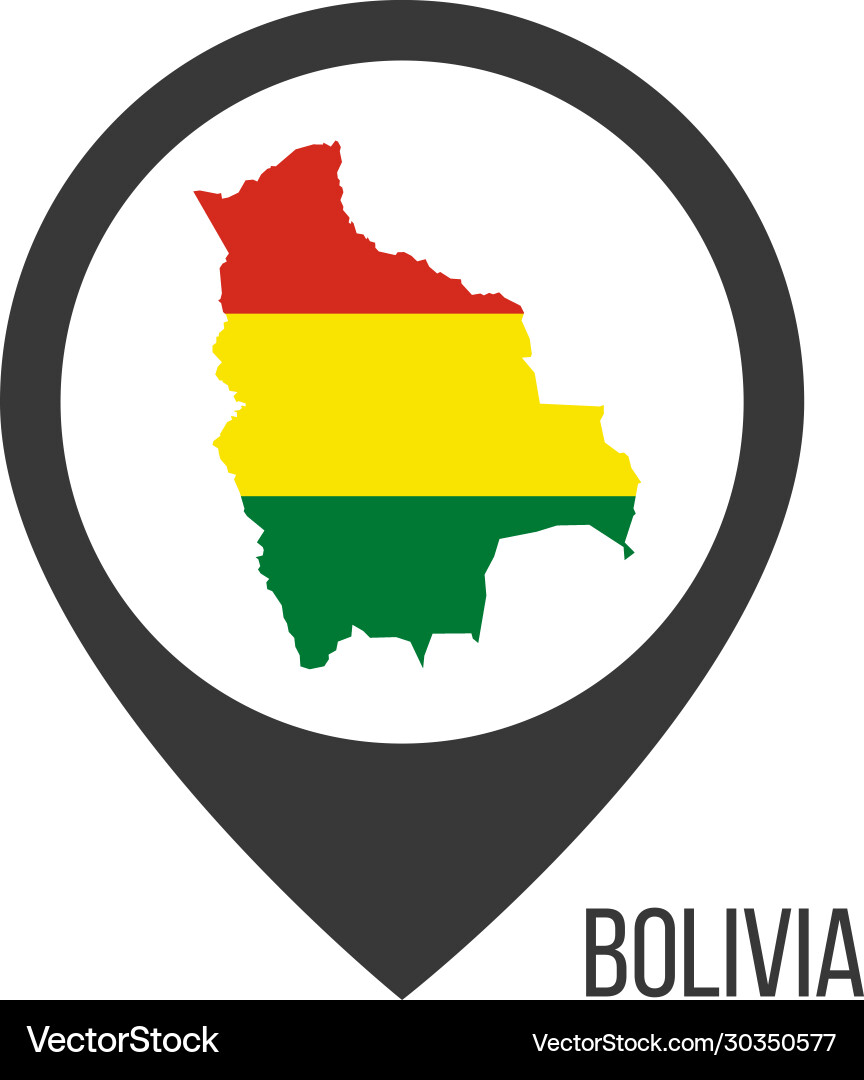 Map pointers with contry bolivia flag Map pointers with contry bolivia flag vector image