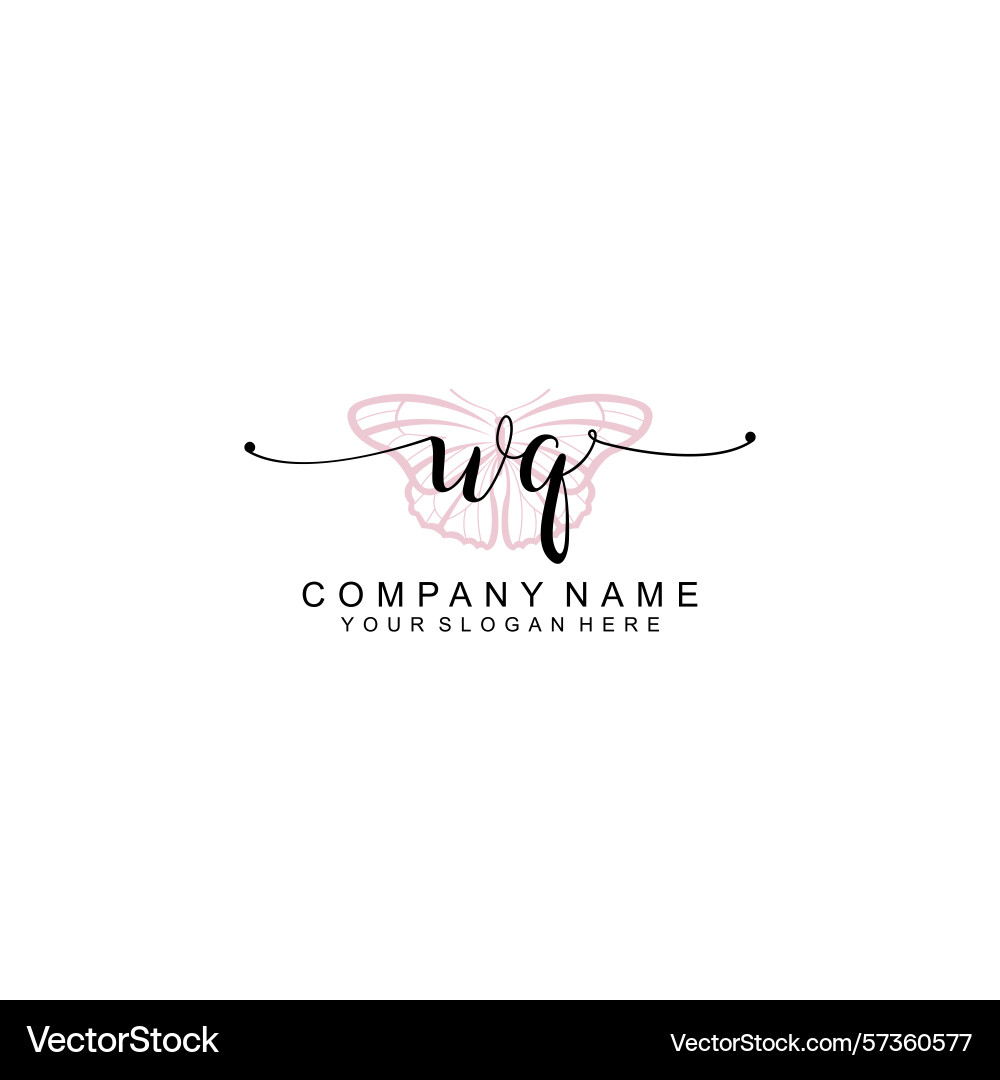 Minimalist handwritten wq initial logos with soft Minimalist handwritten wq initial logos with soft Vector Image