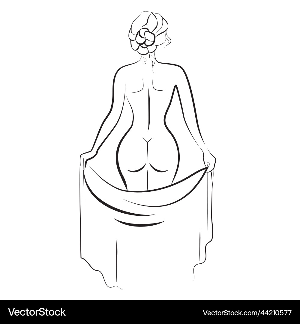 Nude Female Figure - Back View Vector Image