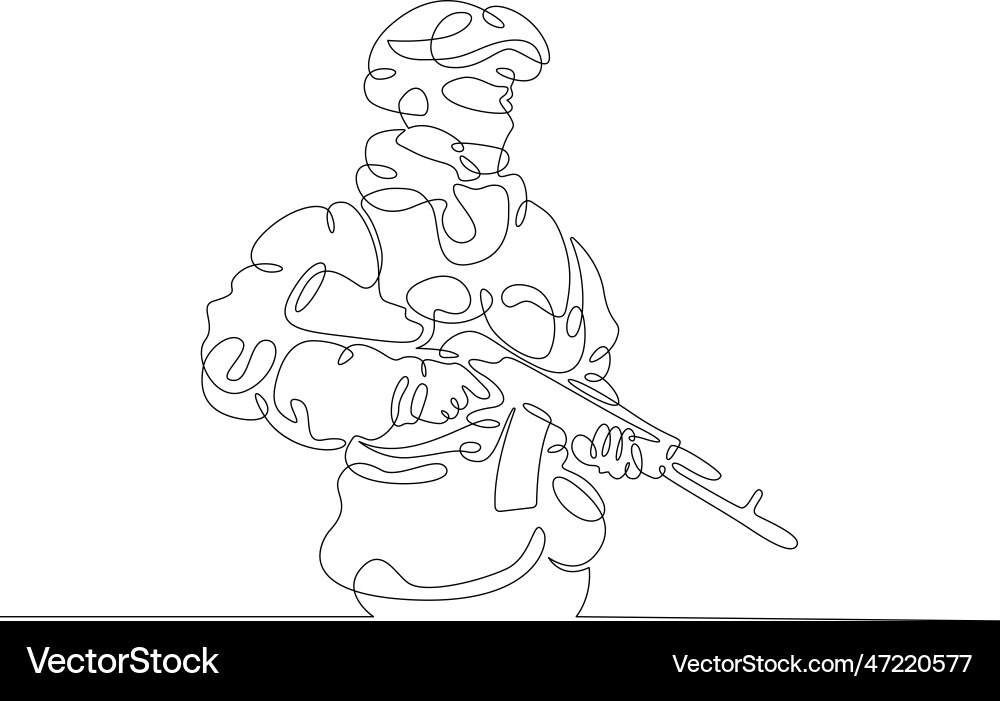 One continuous linewarrior on the attack modern Vector Image