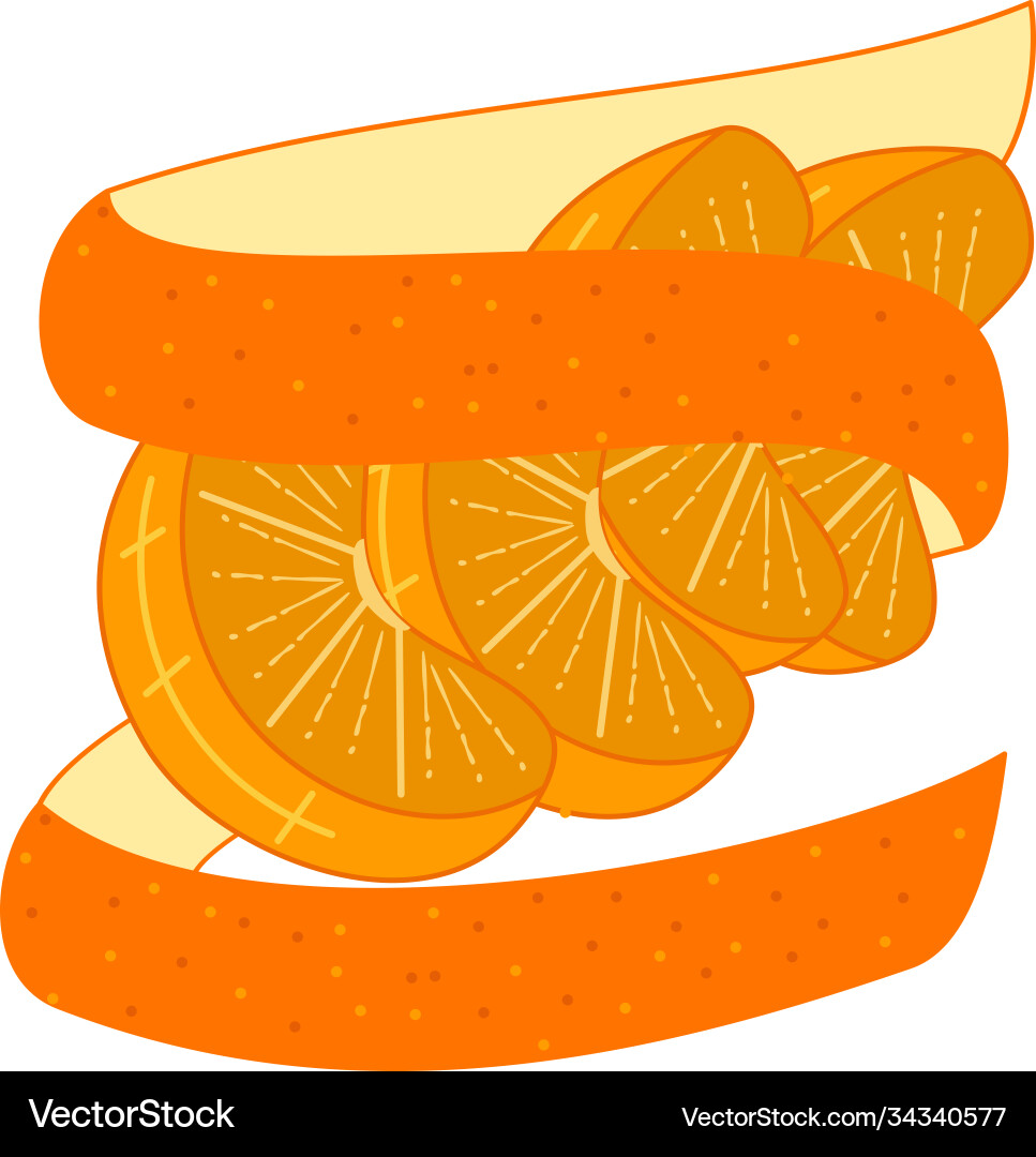 Orange with peel design slice part Orange with peel design slice part Vector Image