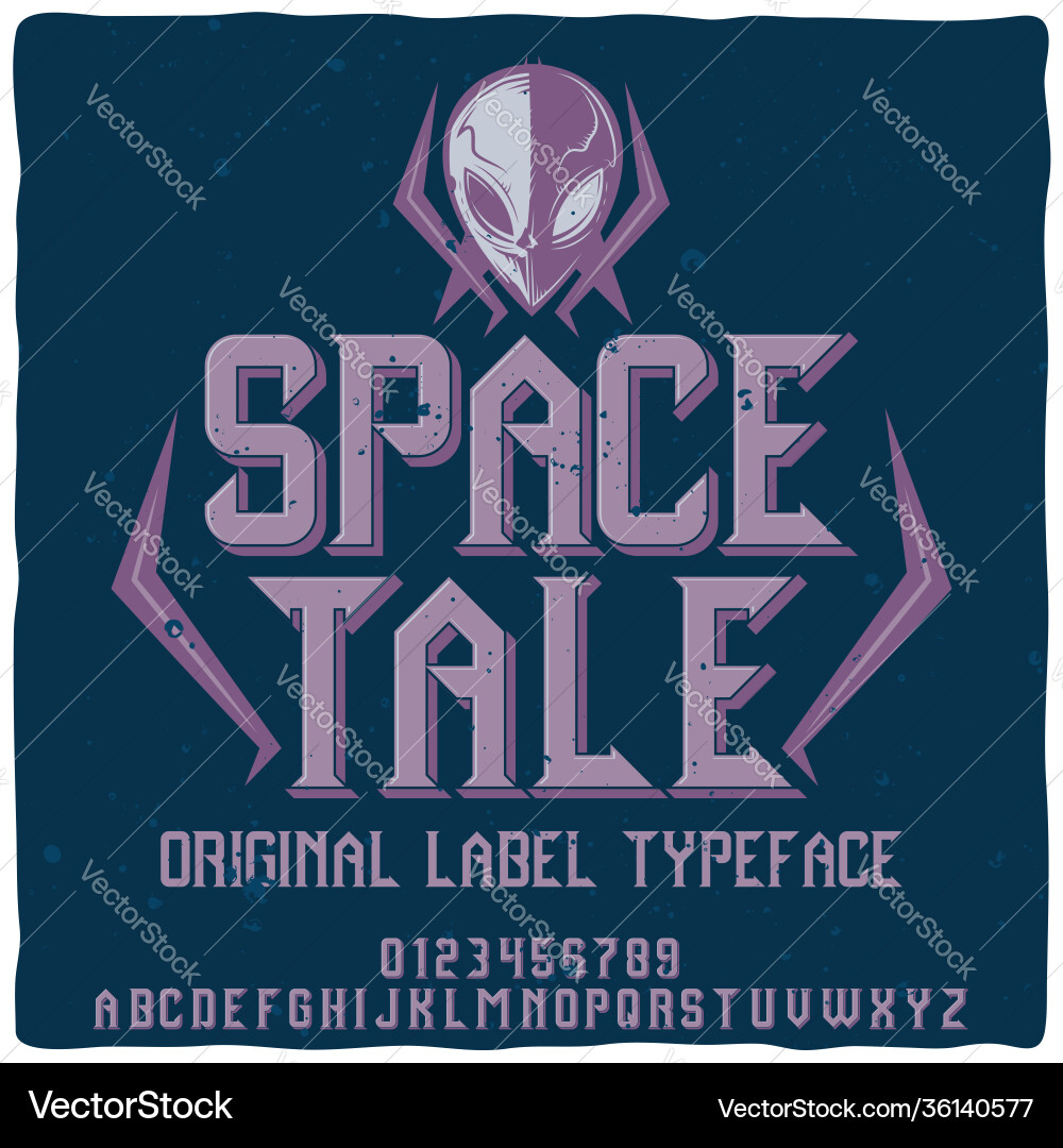 Retro Alien Label Font - Space Theme Vector Image