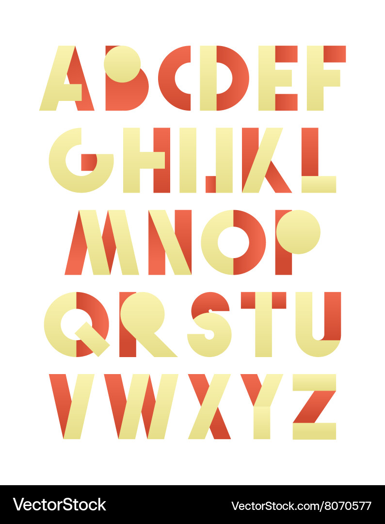 Retro Alphabet Set - Red & Yellow Vector Image
