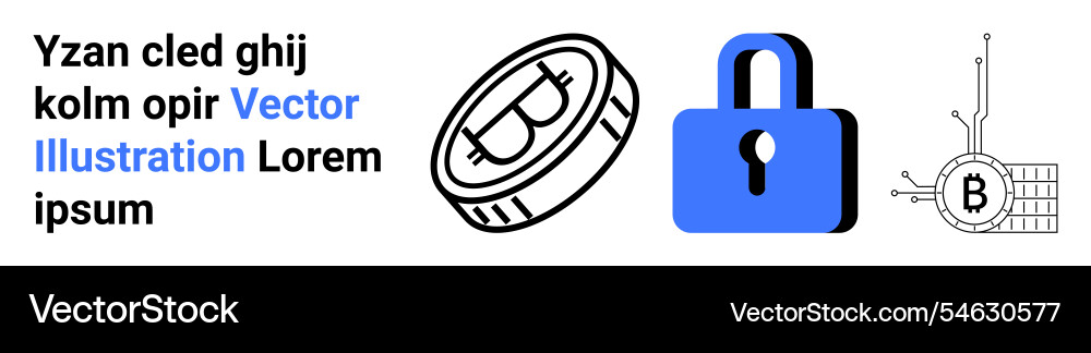 Secure bitcoin transaction concept with coin lock Vector Image