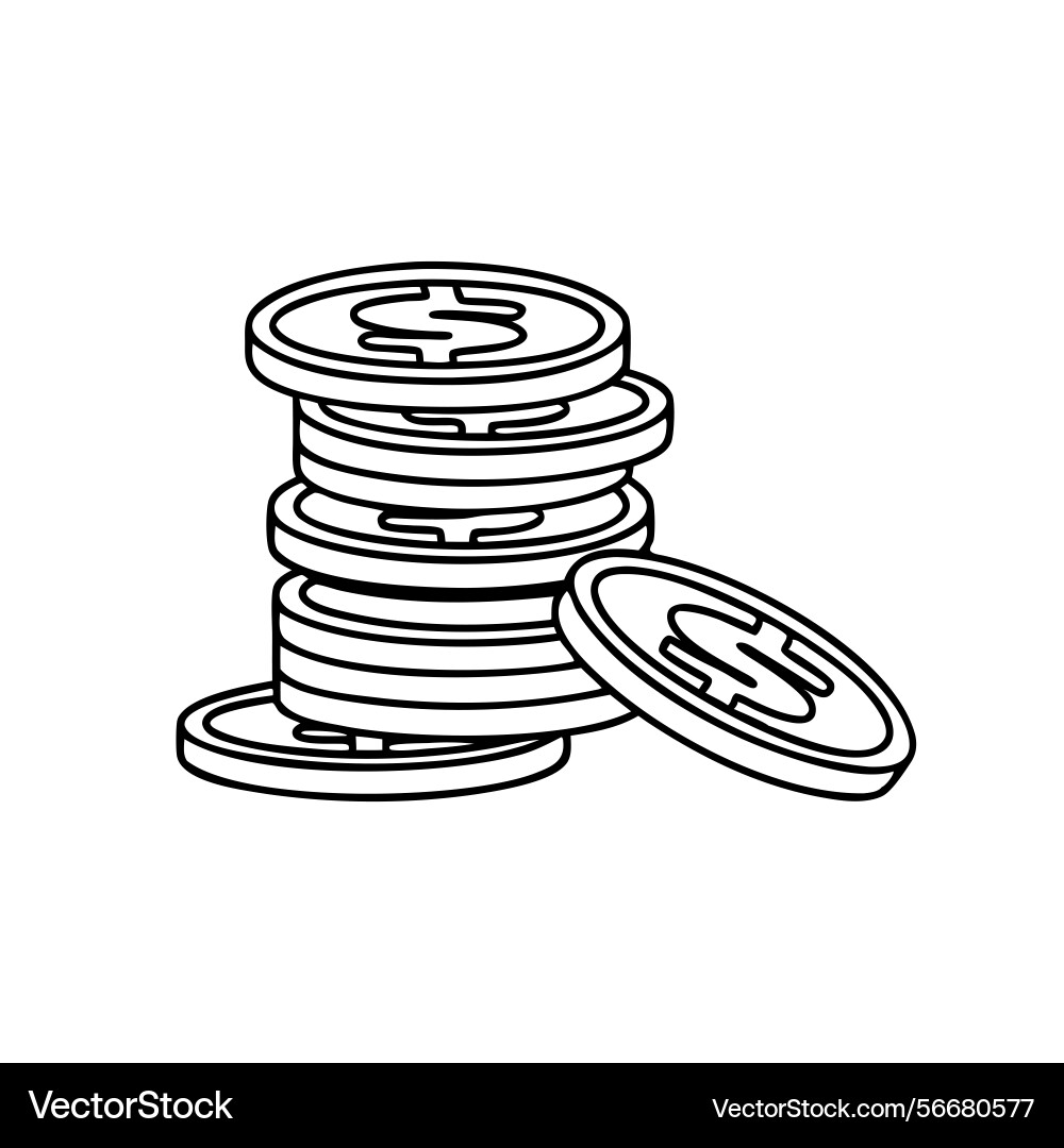 Stack of coins arranged neatly on top one Vector Image