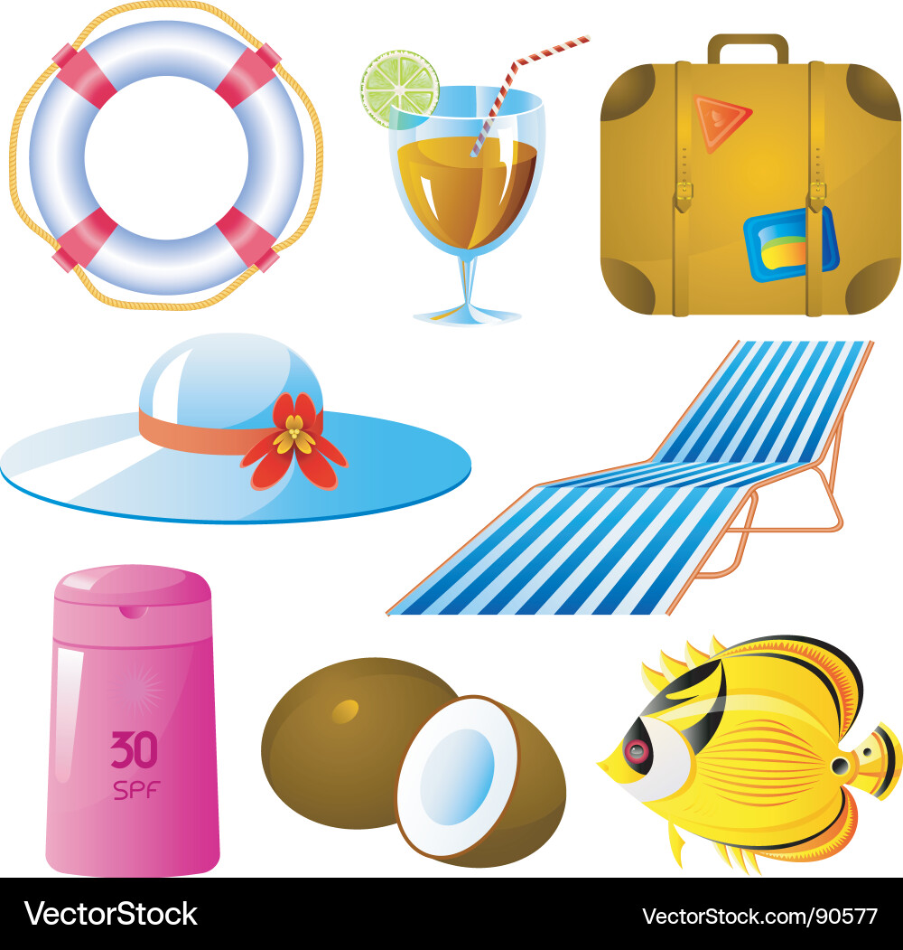 Tropische Ferien Icons Vektorbild
