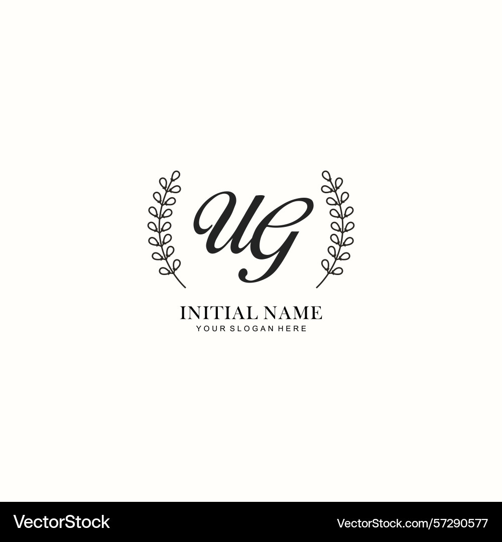 Ug initial logo templates with botanical elements Ug initial logo templates with botanical elements vector image