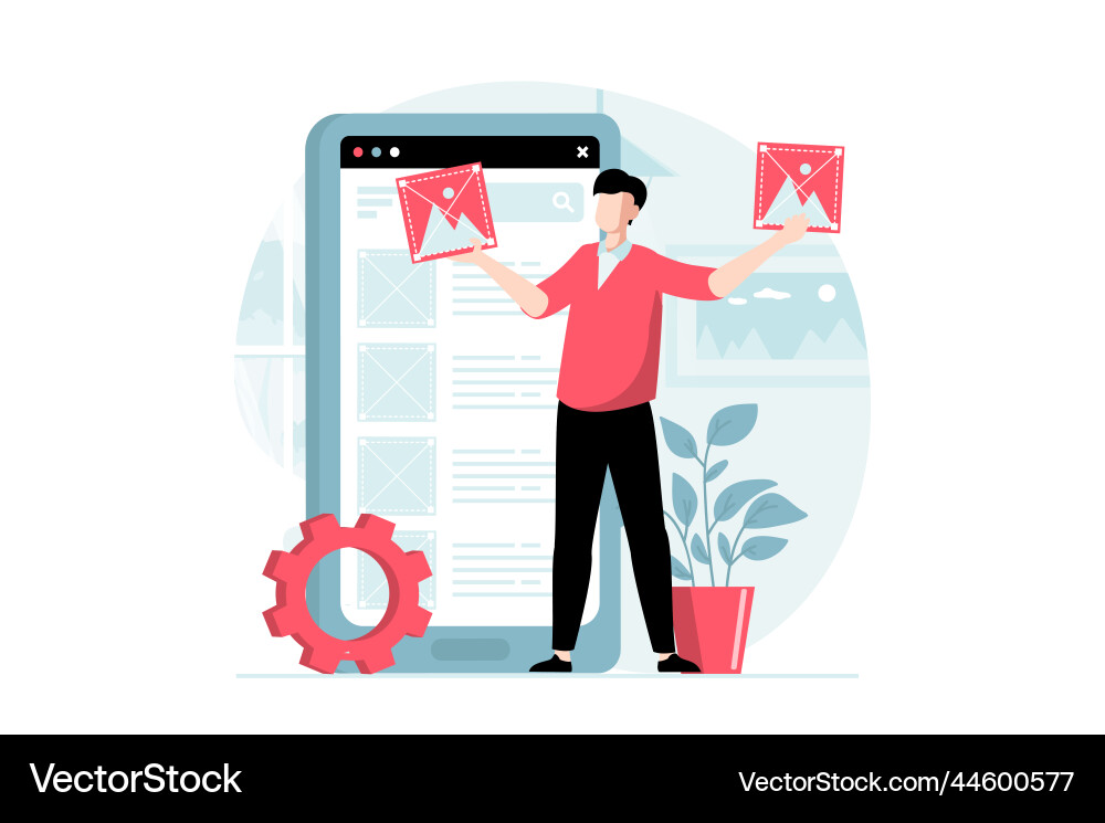 Ui and ux design concept with people scene in flat Ui and ux design concept with people scene in flat vector image