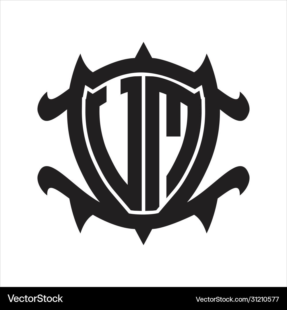 Vm logo monogram isolated with frame shield shape vector image
