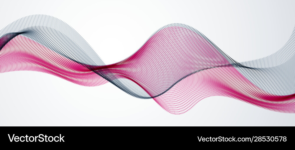 3d particles mesh array sound wave flowing round 3d particles mesh array sound wave flowing round vector image