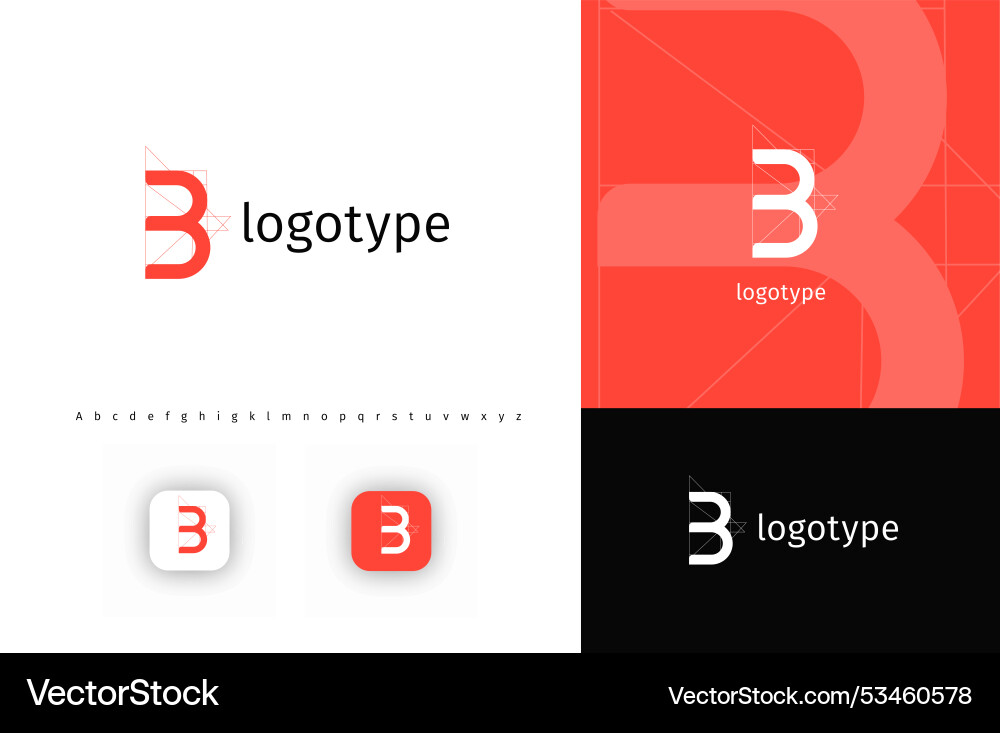 Blueprint Letter B Monogram Royalty Free Vector Image