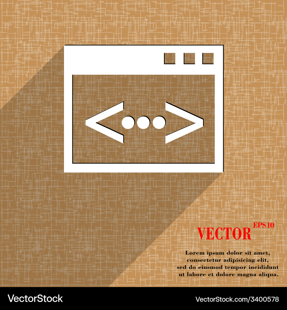 Code icon symbol flat modern web design with long Vector Image
