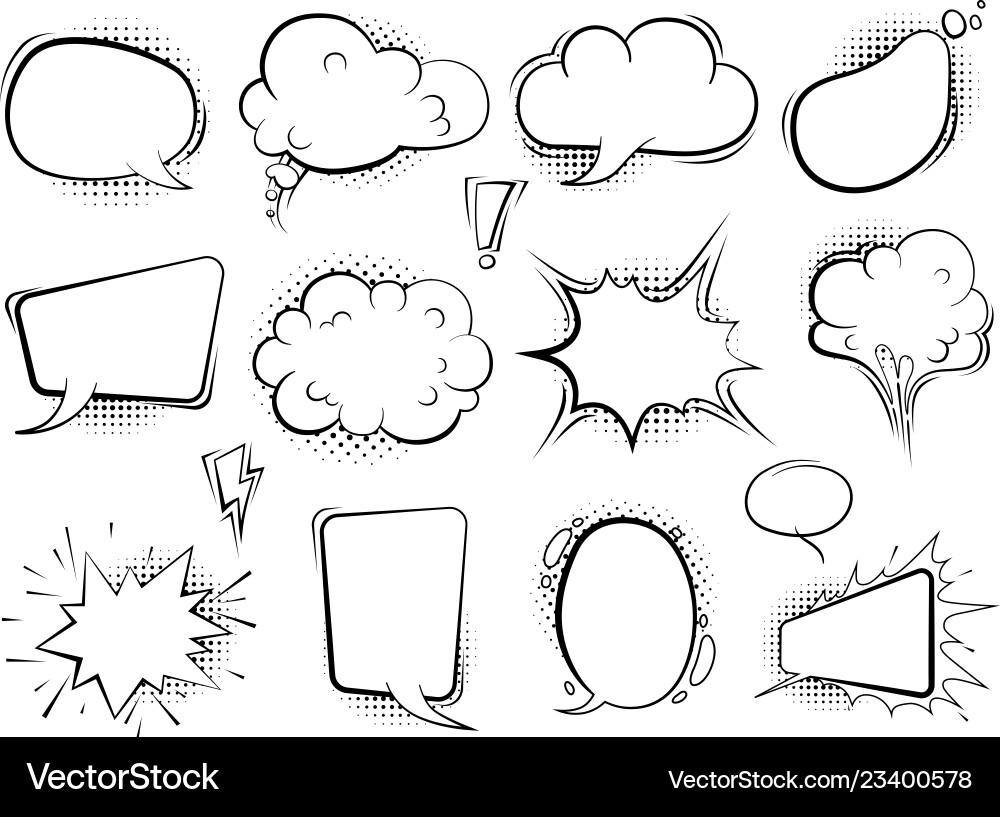 Comic bubbles speech cartoon balloons talk retro Comic bubbles speech cartoon balloons talk retro vector image