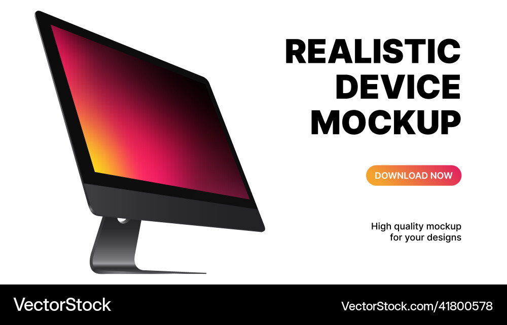 Editable computer mockup monitor side view Editable computer mockup monitor side view Vector Image