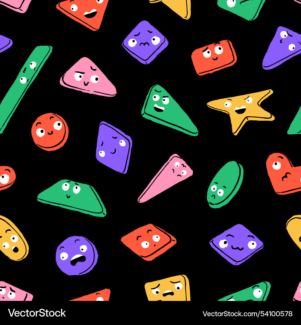 Endless background with geometry characters Endless background with geometry characters vector image