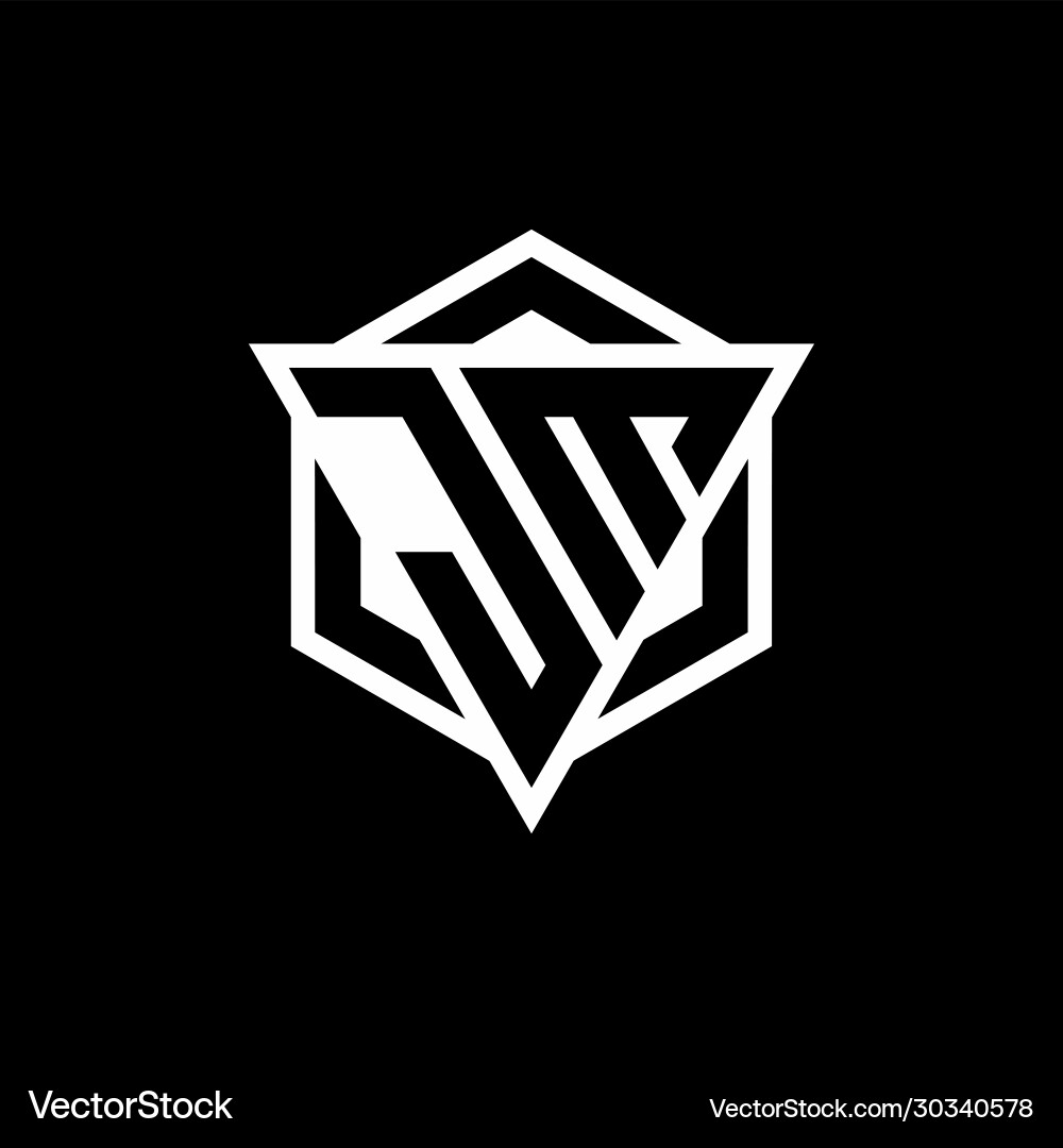 Jm logo monogram with triangle and hexagon shape vector image