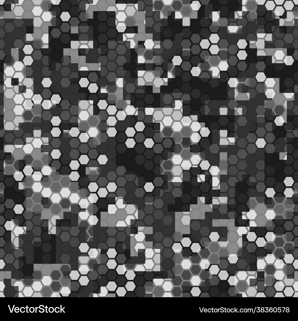 Seamless texture gray hex grid with pixels vector image