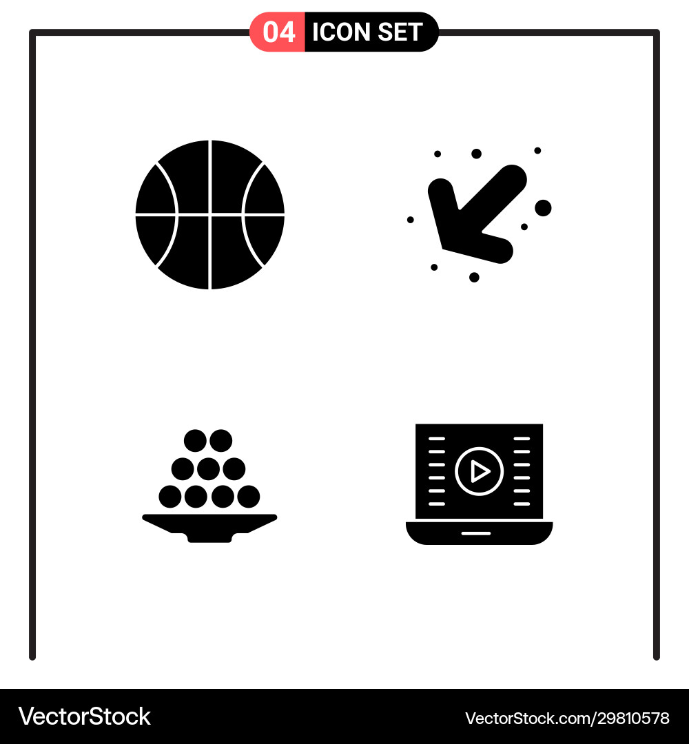 Set 4 solid style icons for web and mobile Vector Image