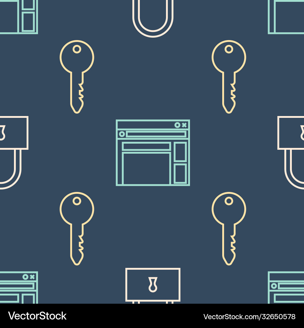 Set line lock key and website template Set line lock key and website template vector image