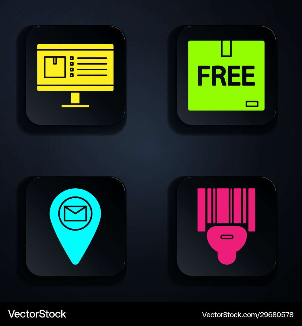 Set scanner scanning bar code computer monitor Set scanner scanning bar code computer monitor vector image