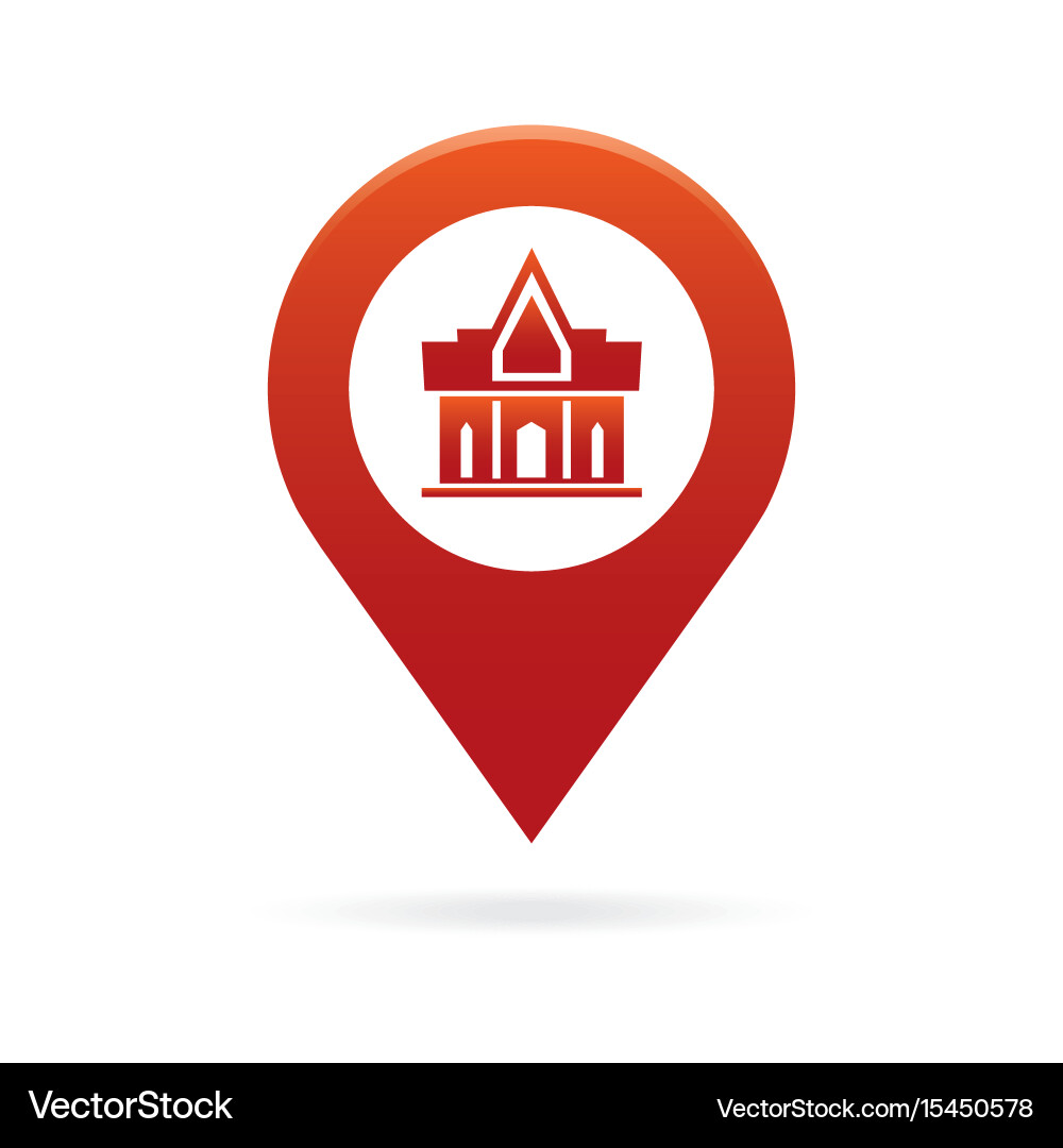 Temple monastery map pointer icon marker gps Vector Image