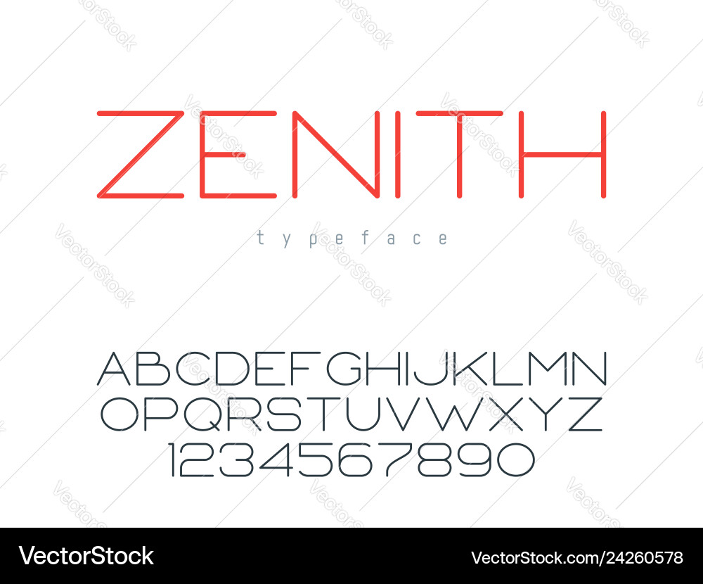 Thin line uppercase font Thin line uppercase font vector image